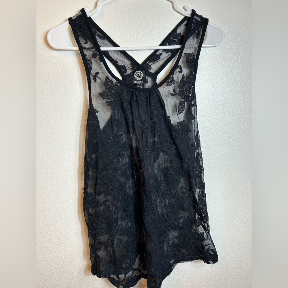 Bobeau Lace Tank Top Size Small Black